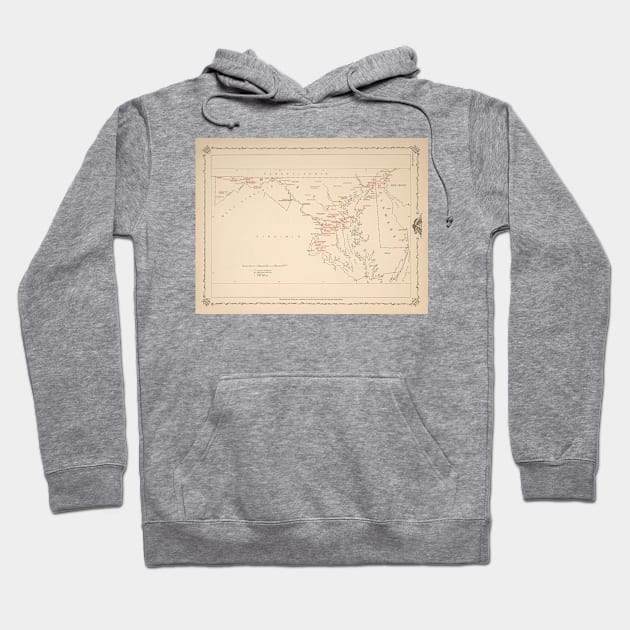 Old Maryland George Washington Historical Landmarks Map (1932) Vintage Founding Father MD Visited Atlas Hoodie by Bravuramedia